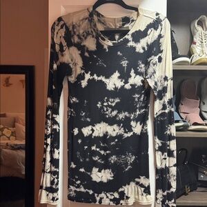 Enza Costa Tie-Dye Crew Neck Sweater - Black and White